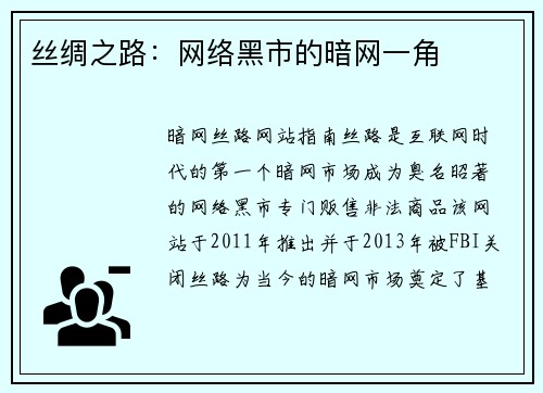 丝绸之路：网络黑市的暗网一角